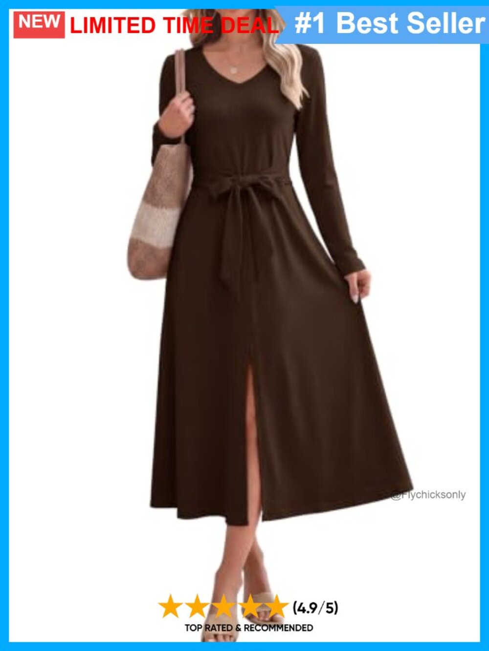 Long Sleeve Midi Dress with Pockets Wrinkle Free A-Line